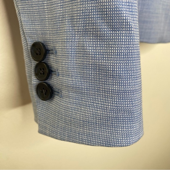 NWOT Banana Republic Classic Fit Chambray Blue Micro Plaid Blazer Sz 2 - Picture 9 of 16